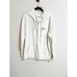 Outerknown Men's‎ Sur Zip Hoodie Sweatshirt Drawstring Bear Logo White Large